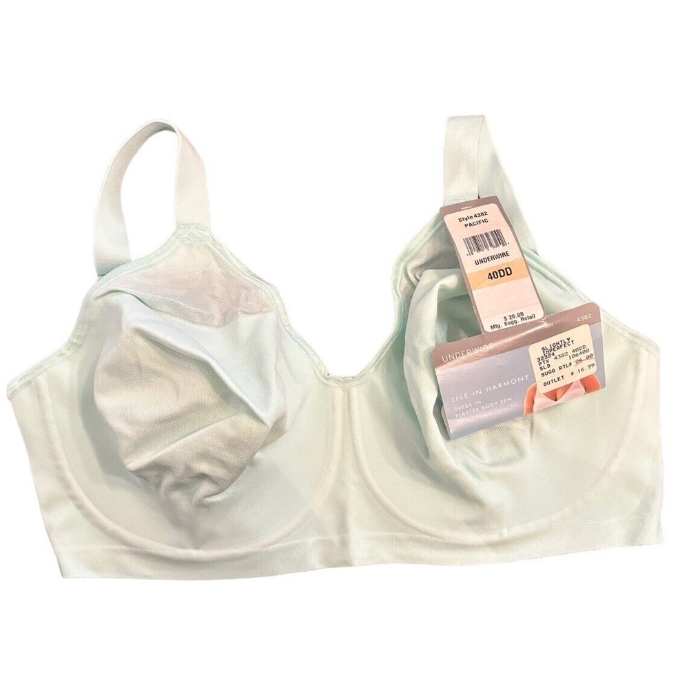 NWT Playtex Body Zen 4382 Underwire Unlined Full Coverage Bra 40DD Pacific